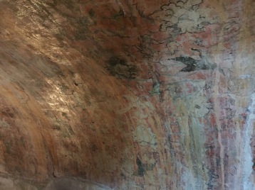 some of the original art work is still on the walls telling the story or Buddha's life