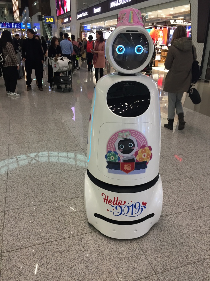 This robot was greeting visitors in Seoul and taking selfies with people