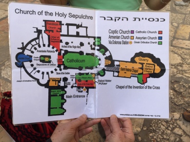 Map of the Church of the Holy Sepulchre, ir is overseen by 6 (!!) different Christian religions who can not agree on anything and is overseen by a Muslim