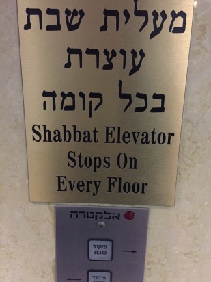 sign in our hotel, as pressing a button is 'work' on the sabbath the elevator stops on every floor