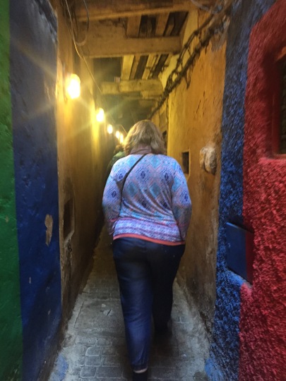 lots of long narrow halls passing by homes in the souk